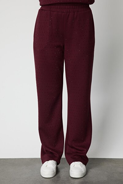 KATREGİYİM On Fashion Wide Leg Stone Embellished Sweatpants