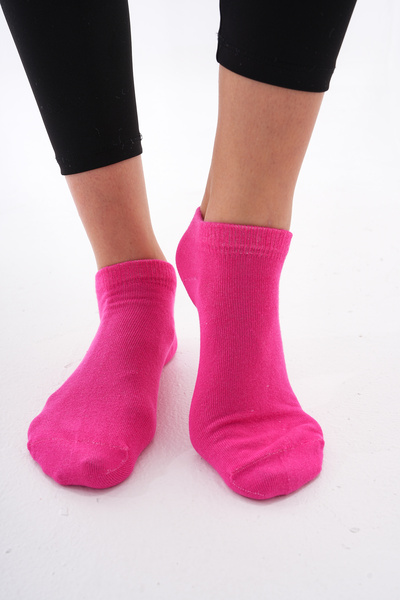 The huez 3-Piece Cotton Women's Socks, Soft Plain Booties Socks (Fuchia)