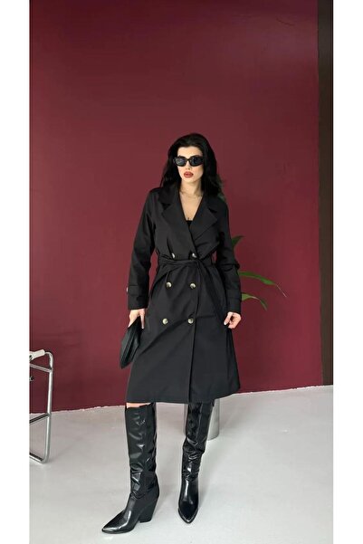 Velista Women's Belted Buttoned Trench Coat