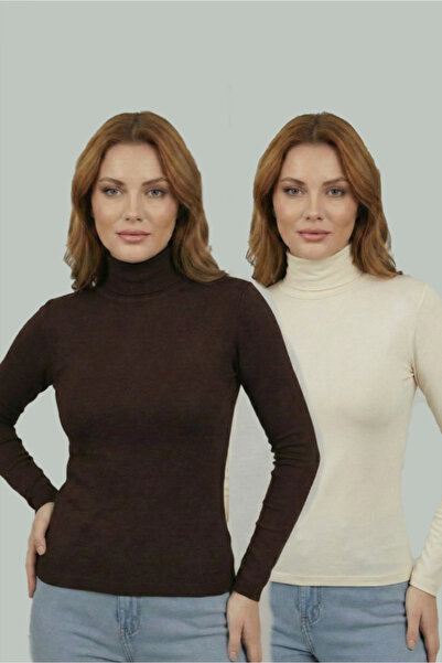 FATELLA Women's 2-Piece Stretch Fabric Flexible Half Fisherman Long Sleeve Cr...