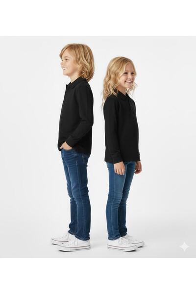 pour la riviere Girls Boys Polo Neck Long Sleeve Basic Tshirt
