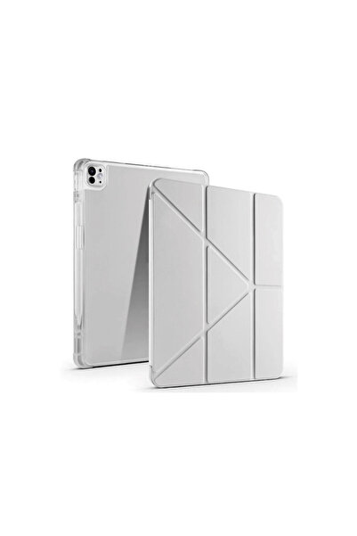 ceppark حافظة نيو فيس لجهاز ايباد برو 13 (2024) حافظة تابلت مارس مع حامل قلم - رمادي