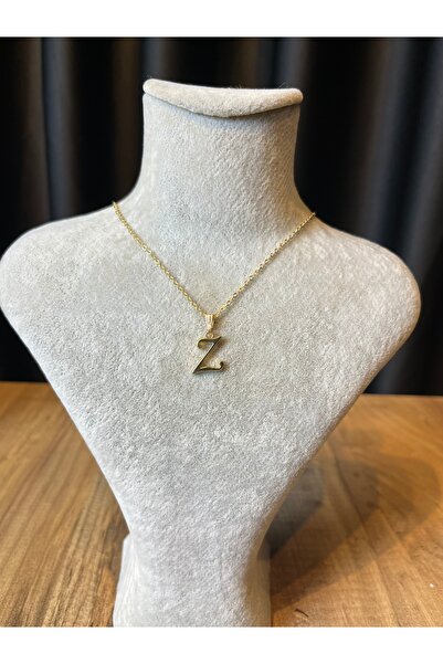 Mos Tespih Letter Z Lacquer Coated Gold Tarnish-Free Chain Necklace