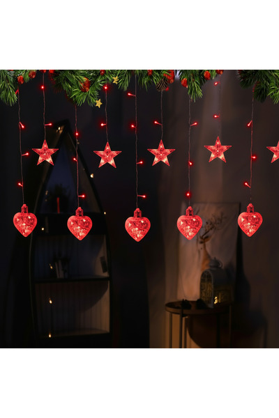 Elancee Christmas installation with hearts and stars 3x3m warm white & red