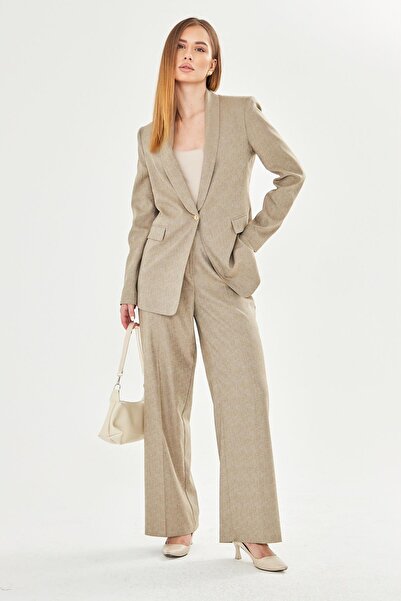 LOVELF Premium Şal Yaka Poliviskon Takım Vizon