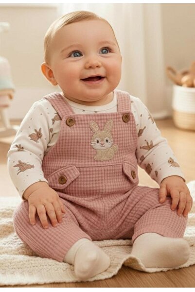ALTINTAŞ BABY Rabbit Embroidered Baby Girl Jumpsuit