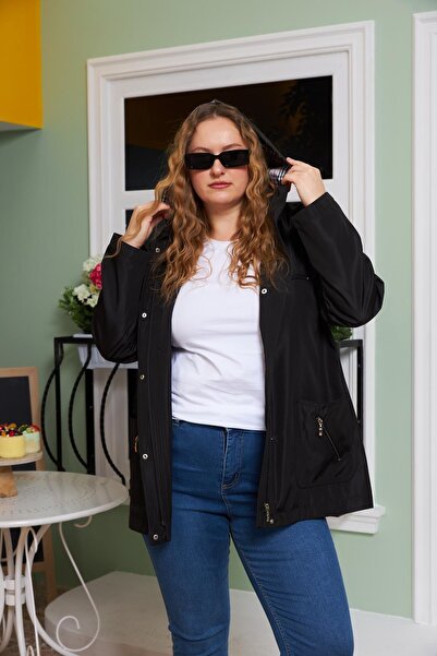 RMG Large size trench coat with plaid detailed inner lining