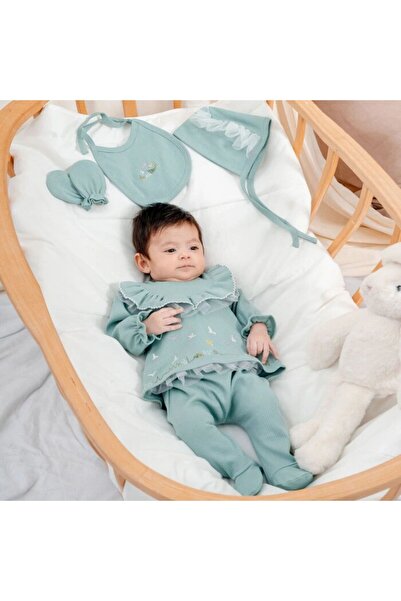 MİNİBORN Cotton Embroidered 5-Piece Newborn Hospital Discharge Set