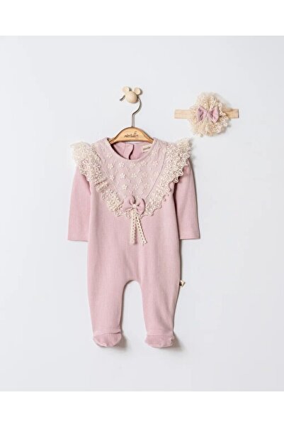 MİNİBORN Baby Girl Long Sleeve Printed Flower Jumpsuit