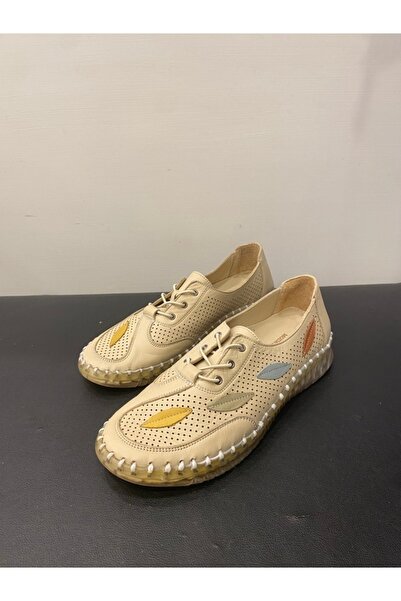 Özay Pantofi casual de damă din piele naturală cu șireturi din cauciuc