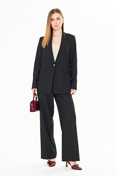 LOVELF Premium Şal Yaka Poliviskon Takım Siyah