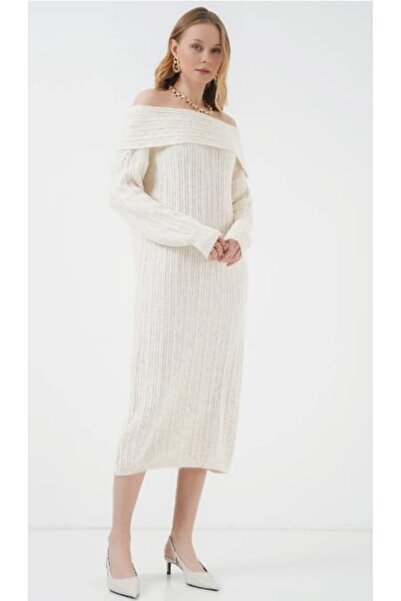 Elvida guler tip madonna supradimensionat rochie tricotată