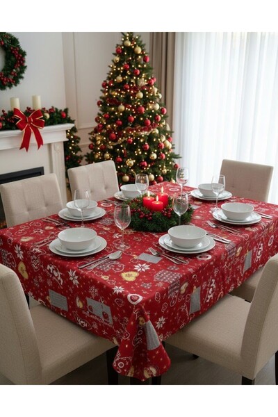Saf By Arams Christmas Table Cloth for Dining Table 6 Seater, Xmas Table Cover for Decorations,(140x180CM)