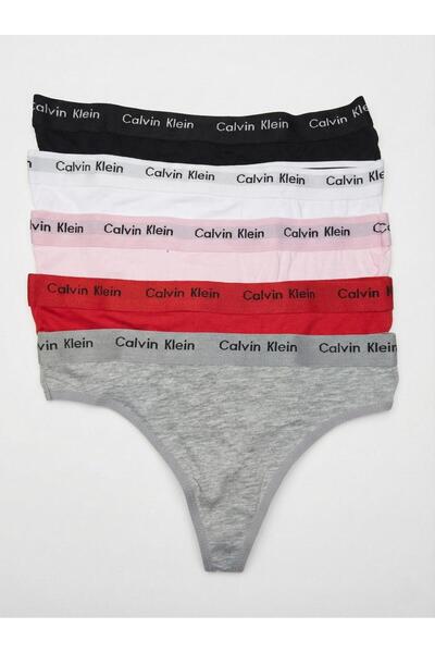 Calvin Klein Set of 5 logo thong panties, Multicolor, XL