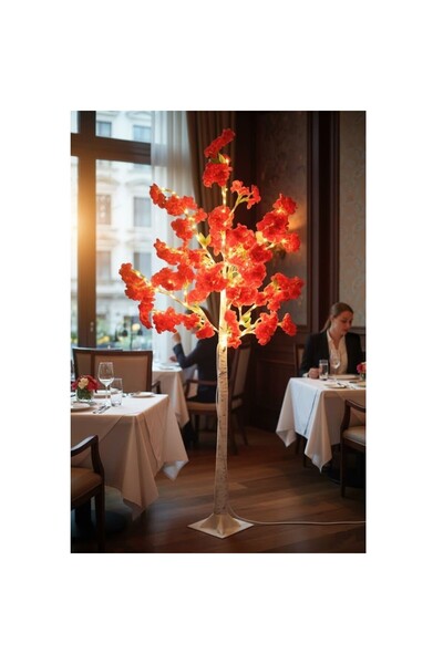 Kardett Lumină decorativă LED Sakura pentru brad 180 cm, 210 LED-uri, flori de cireș roșii, cu telecomandă, pentru interior