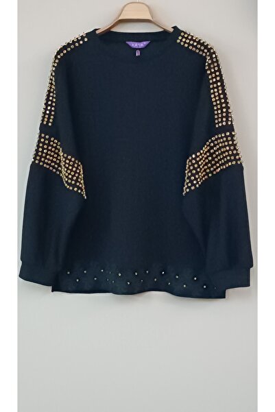 MAXLEVEL MODA Savaroski Stone-Embroidered Plus Size Women's Blouse