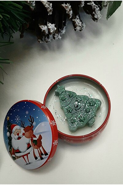 ArtINA esmaraldchic Scented candle in a Christmas box with fir tree, cedar and citronella scent, handmade, soy wax