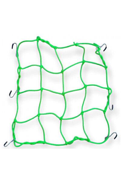 İŞCAN MOTOR Motosiklet Bagaj Filesi Demir Kancalı Motor Kask Filesi Neon Yeşil