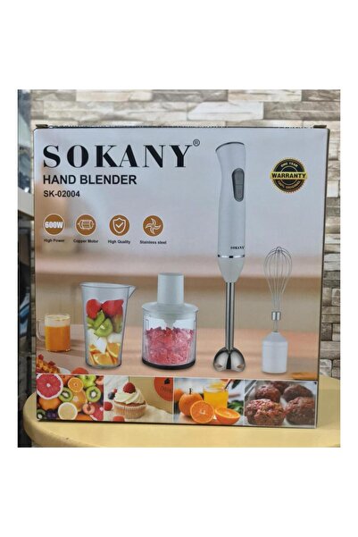 SOKANY 4-in-1 Hand Blender Set SK-02004, 600W Stainless Steel Blender with Chopper, Whisk & Cup