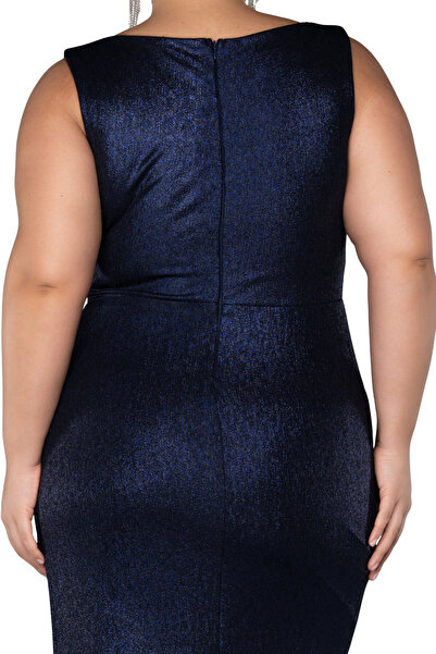 Arden Plus Size Long Mermaid Evening Dress, Glittering Boat Neck, Slit Junior Evening Dress, Invitations, Wedding, 44-50