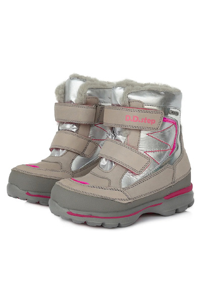 D.D.step girls' fur-lined apres-ski boots, leather F651-982B