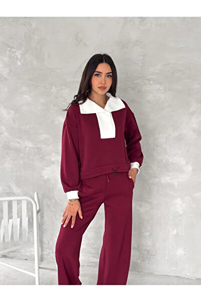 EmcyFiora Γυναικείο Σετ Φόρμας με Γιακά Σάλι, Ελαστική Μέση, Ύφασμα Modal