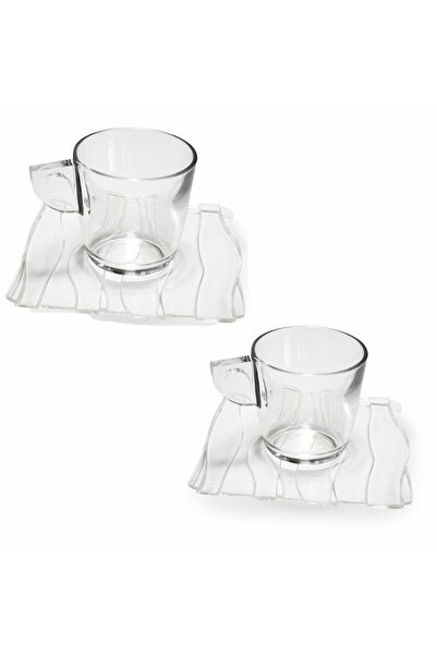 Omada Mugs and cups --- Set of 2 tea cups with Oyster saucer 35 cl - transparent