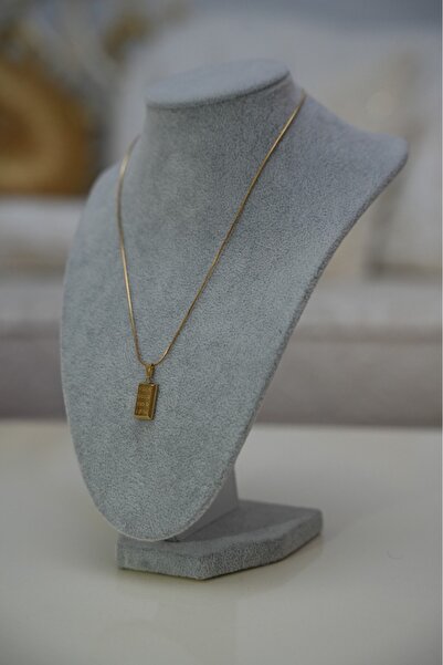 azraaccesoryy Çelik 14K 316L Külçe Altın Silindir Zincirli Kolye