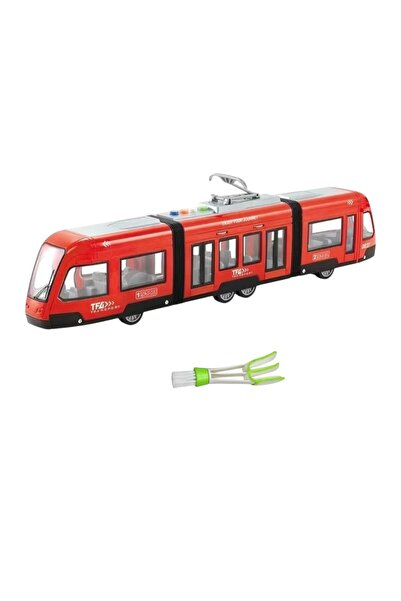 OEM Jucarie tip tramvai rosu cu lumini, 4 butoane colorate pentru control lumini si sunet + pensula