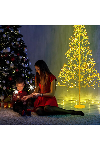 Kardett White Christmas Tree, 180cm, 384 LEDs, Warm Light, Metal Structure, 220V Power Supply