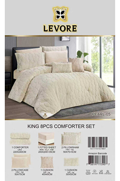 Levore Livory double-sided winter bedspread with faux fur and velvet, suitable for a 200x200cm double bed, 8-piece set PEARL-005