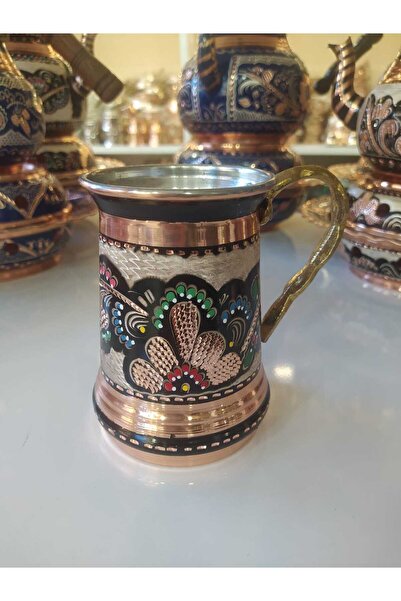 KARACA BAKIR İşlemeli Bakır Bardak-Bakır Ayran ve Su Bardağı