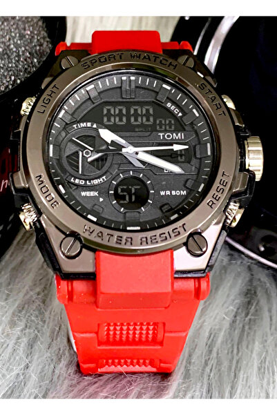Tomi Hybrid Ana-Digi Sport Watch - Rugged Design - LED Light & Alarm - Water Resistant 50M