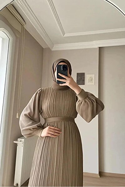 Papatya Giyim İzmit Γυναικείο φόρεμα σιφόν με πλισέ Janjan Hijab