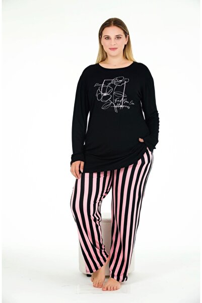 NightLove Plus Size Striped Women's Set 2029