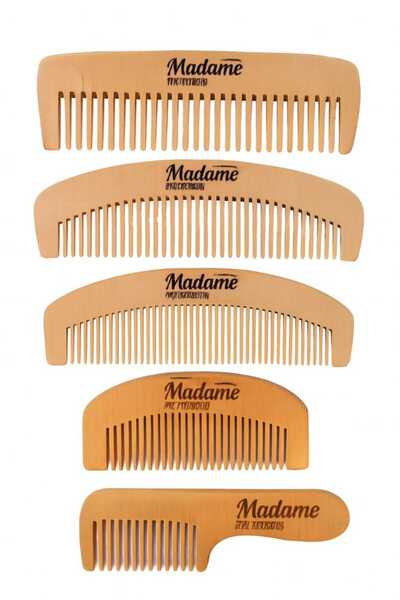 MadameNatural 100% Natural Boxwood Comb Set (Set of 5) (Cherry Wood)