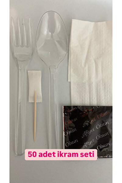 Kapital plastik İkram seti 50 adet catal kaşık restauran kona nişan düğün org...