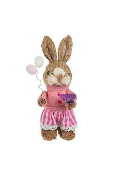 VENITIVO VINDEM CELOR INTELIGENTI Easter Decorative Figurine VENITIVO® Bunny with Pink Dress & Butterfly 11 x 12 x 32 cm