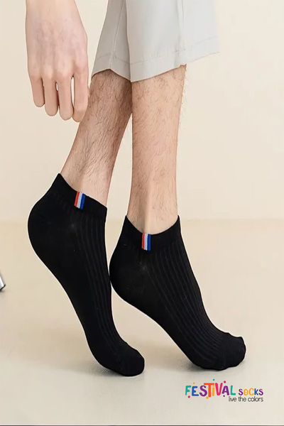 Festival Socks 5-Piece Cotton Corded Fabric Men's Booties Socks Set (Extra Comfort)