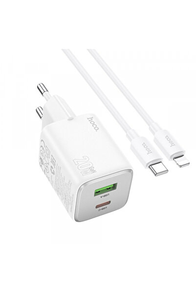 Apple HOCO N41 Power Adapter with Lightning Cable, 20W, 3A, 1 x USB-A - 1 x USB-C, White