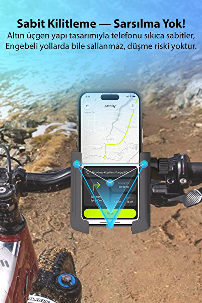 ARBIX Ally 360° Dönebilen Gidon Telefon Tutucu | Motosiklet Bisiklet Scooter Siyah