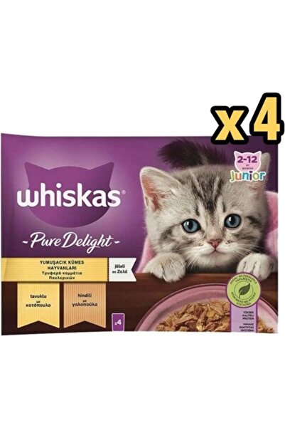 Whiskas Pouch Güveç Eti Çeşitli Yavru Kedi Konservesi 85GR 4 Lü Paket x 4 Adet