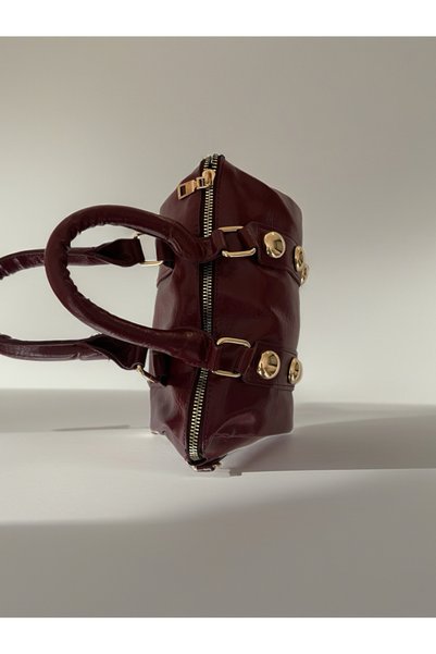 VELLA BAG Burgundy Color Studded Clutch Bag