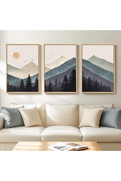ALAYRA International مجموعة من 3 لوحات فنية مطبوعة على قماش لمناظر طبيعية جبل...