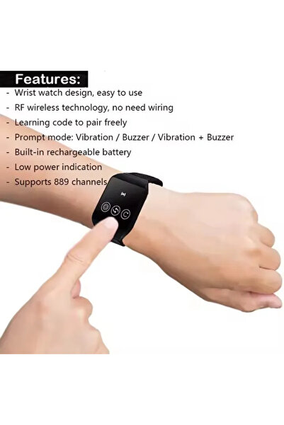 Denx Wireless pager for caregivers with smart emergency call button within a 1000m range and a receiving clock.