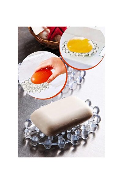 EcoVibe Lavabo Kenarı Şeffaf Katı Sabunluk Delikli Silikon Kalıp Sabunluk