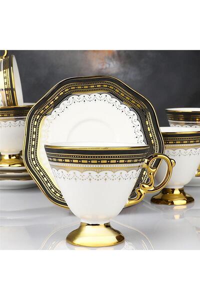 Kosova Züccaciye Kosova 90Cc 6 Piece Footed Coffee Cup Set (2 Color Options)