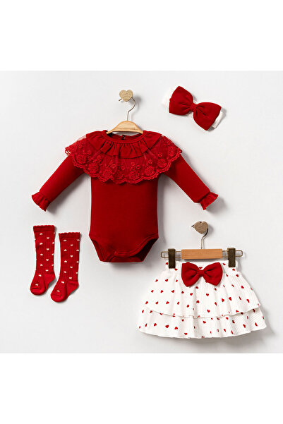 MixMax Bebe Baby Girl Helena Skirt-Dress-Socks-Bandana 4-Piece Premium Baby Set