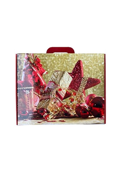 OEM Gift box with self-forming handle with winter holidays pattern, multicolor, cardboard, 420x 330 x 110 mm