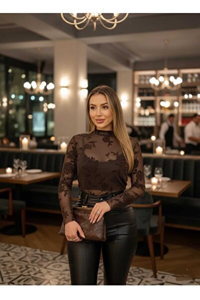 SHOP MY TRANSPARAN DESENLİ ŞİFON BLUZ